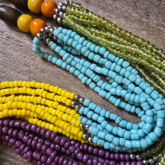 Vintage Colorful Bohemian Seed Bead Necklace, Lobster Clasp Closure - Picture 6 of 8